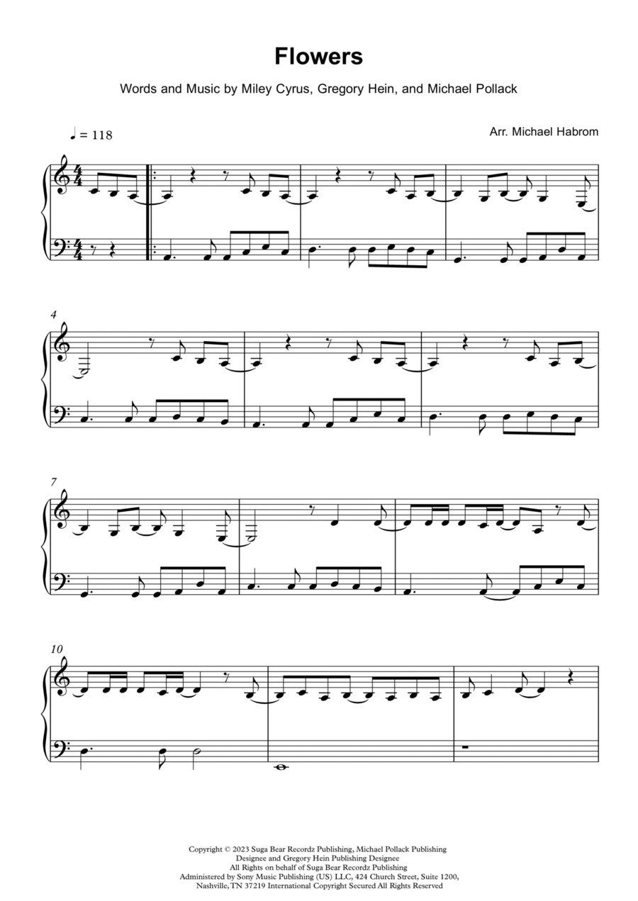 Flowers Piano Solo scores gallery preview page 1
