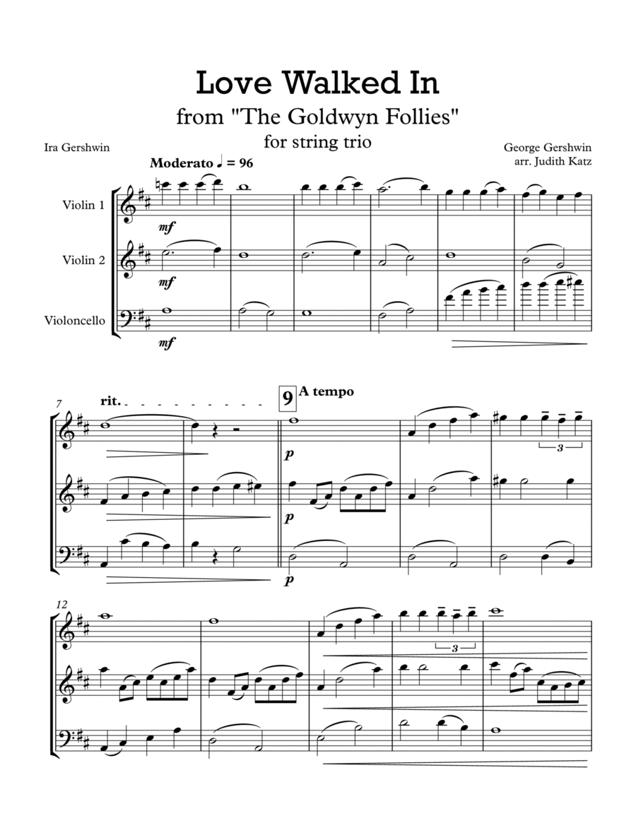Love Walked In String Trio scores gallery preview page 1