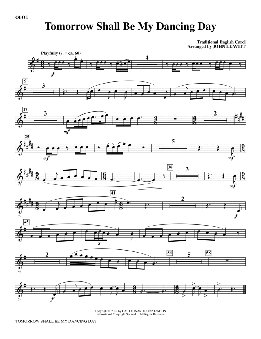 Tomorrow Shall Be My Dancing Day - Oboe Choir scores gallery preview page 1