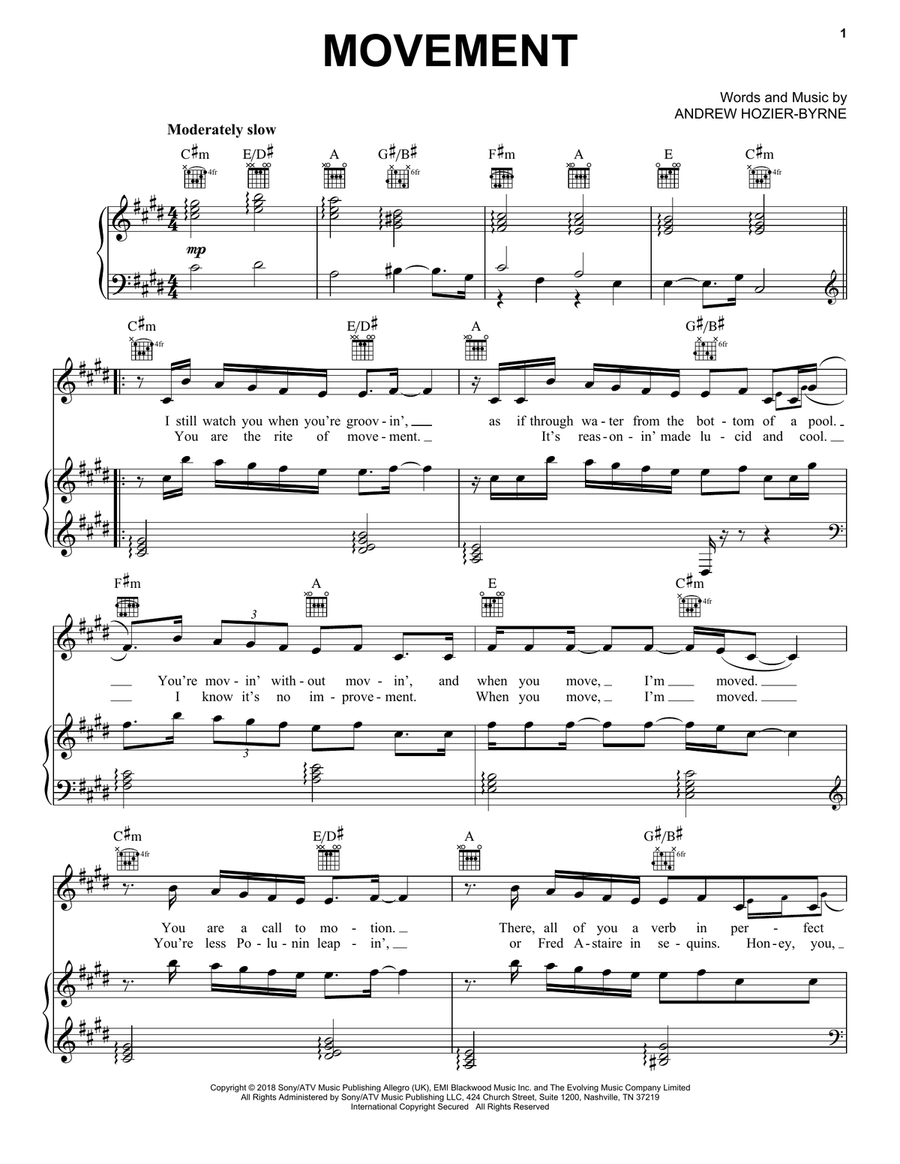Movement Piano, Vocal, Guitar scores gallery preview page 1