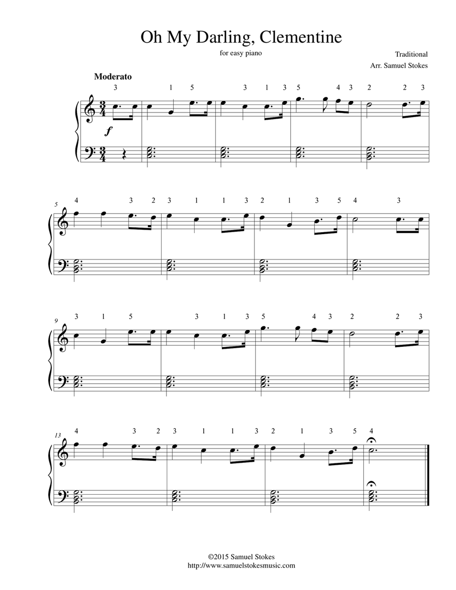 Oh My Darling, Clementine - for easy piano Piano Method scores gallery preview page 1