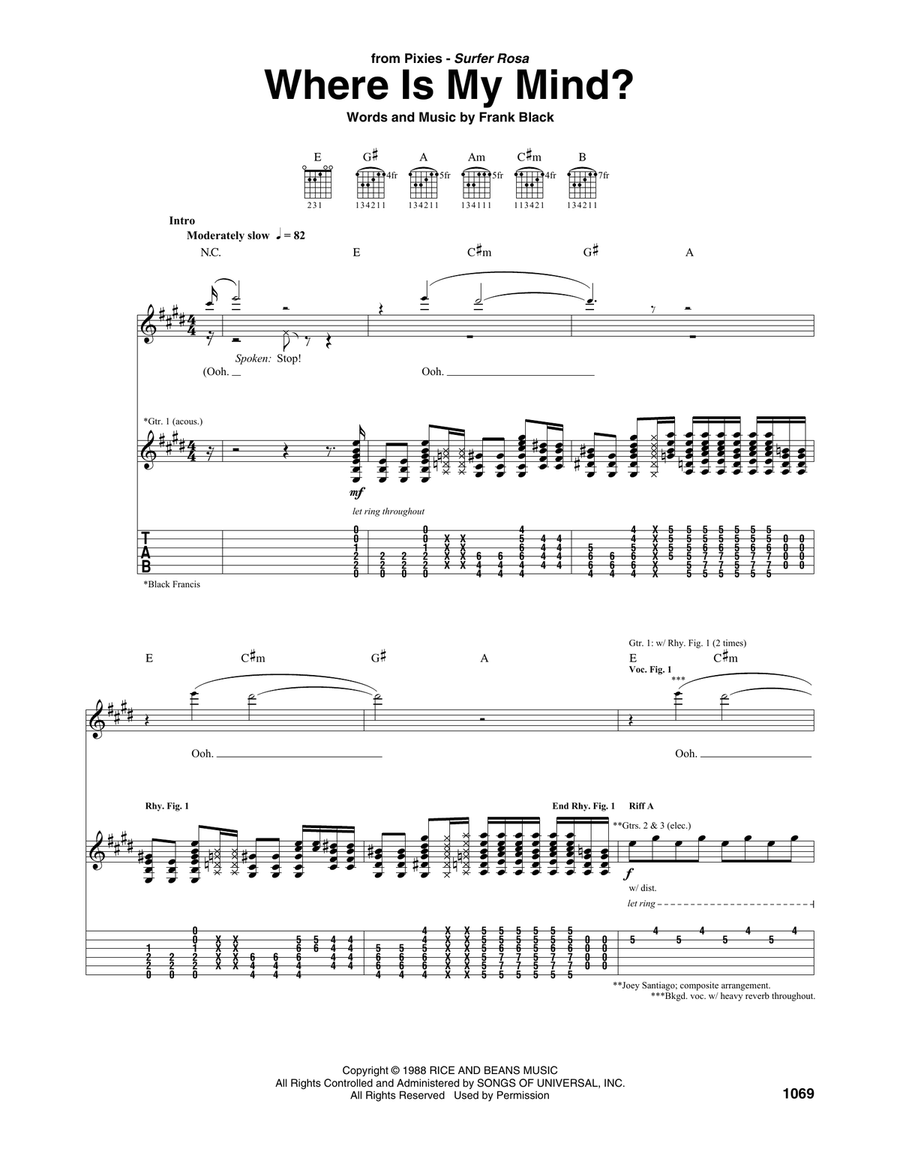 Where Is My Mind? Acoustic Guitar scores gallery preview page 1