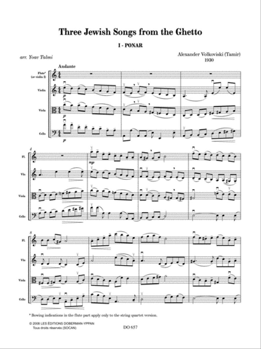 Three Jewish Songs from the Ghetto Flute scores gallery preview page 3