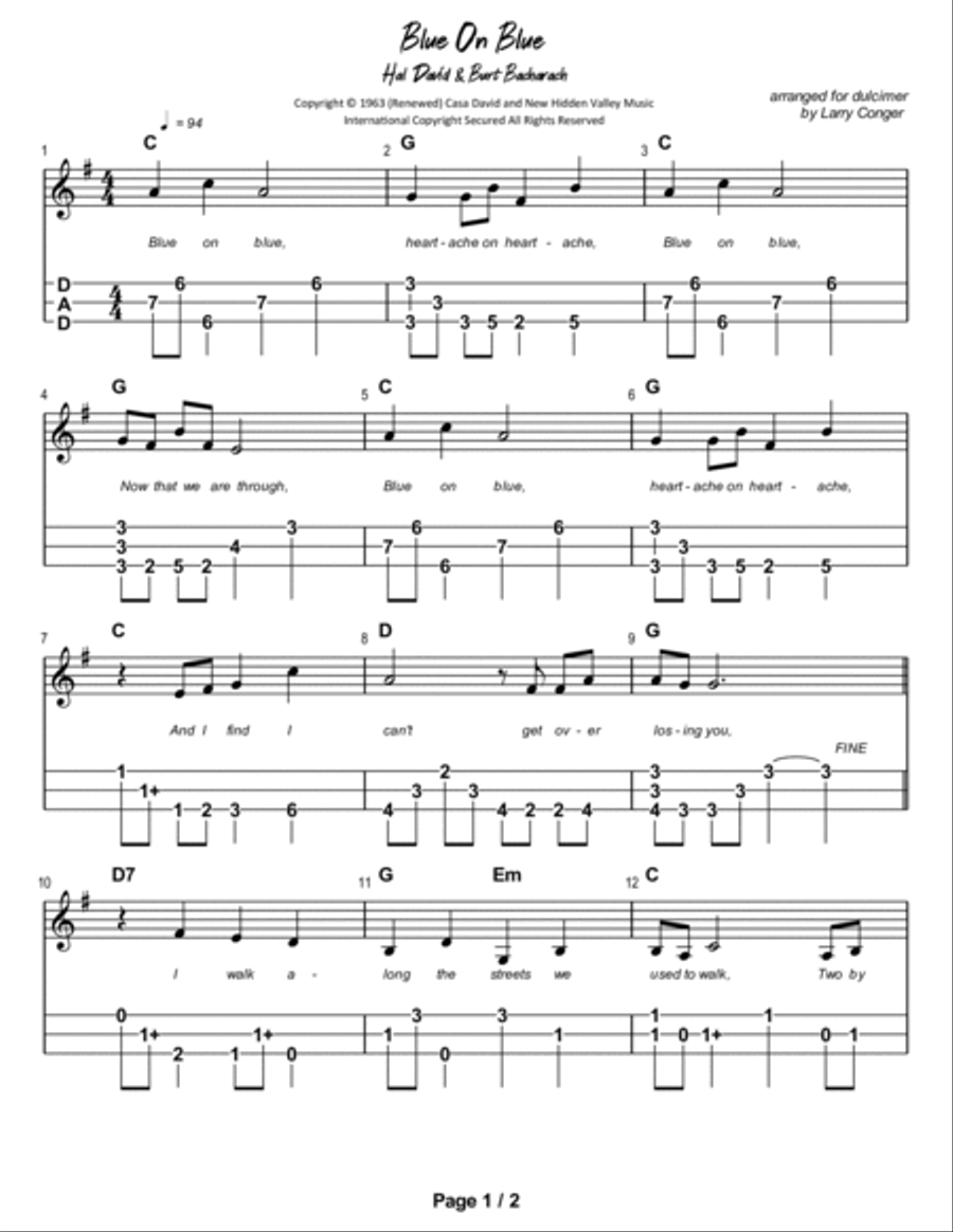 Blue On Blue Dulcimer scores gallery preview page 2