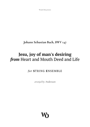 Book cover for Jesu, joy of man's desiring by Bach for String Ensemble