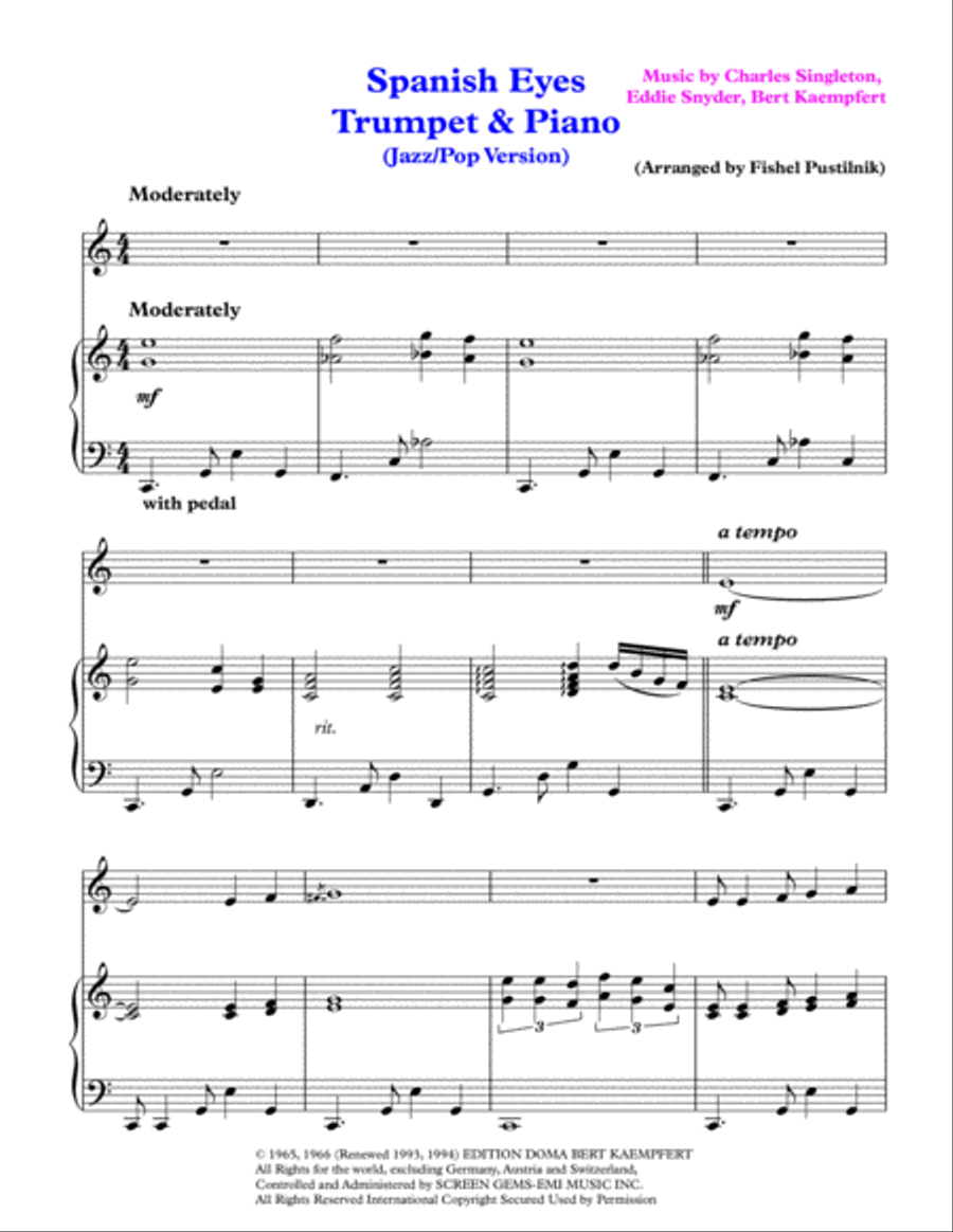 Spanish Eyes Trumpet Solo scores gallery preview page 2