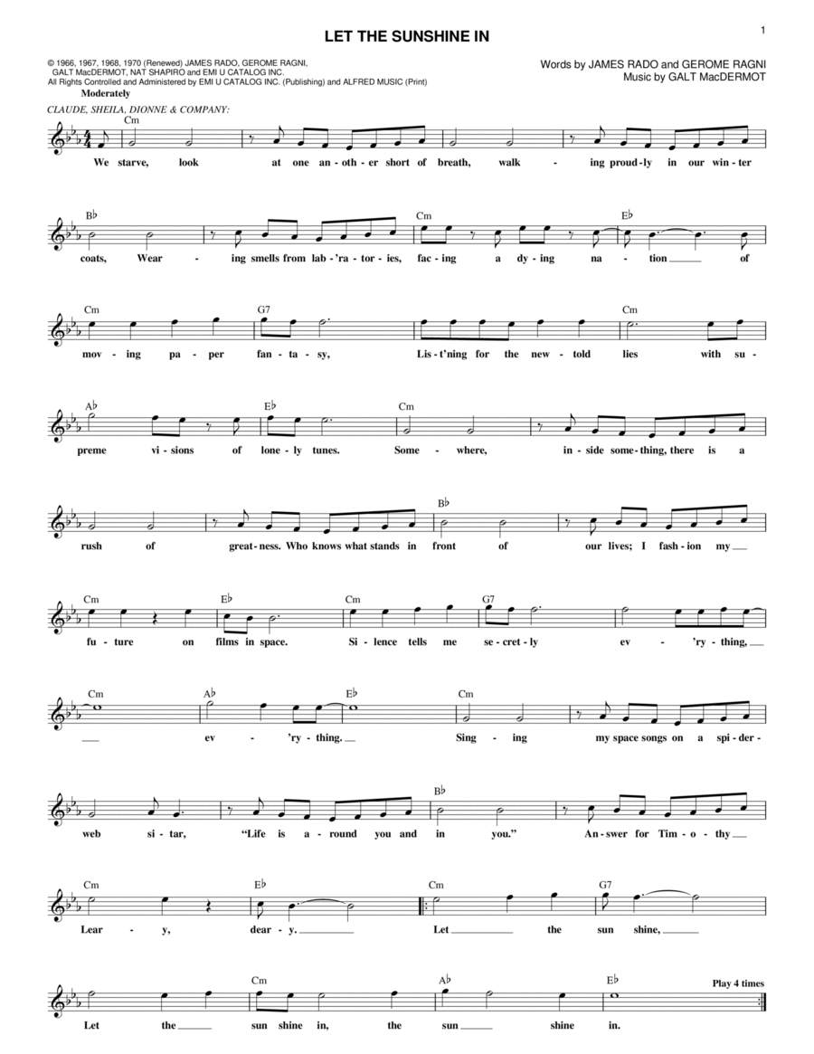 Let The Sunshine In Voice scores gallery preview page 1