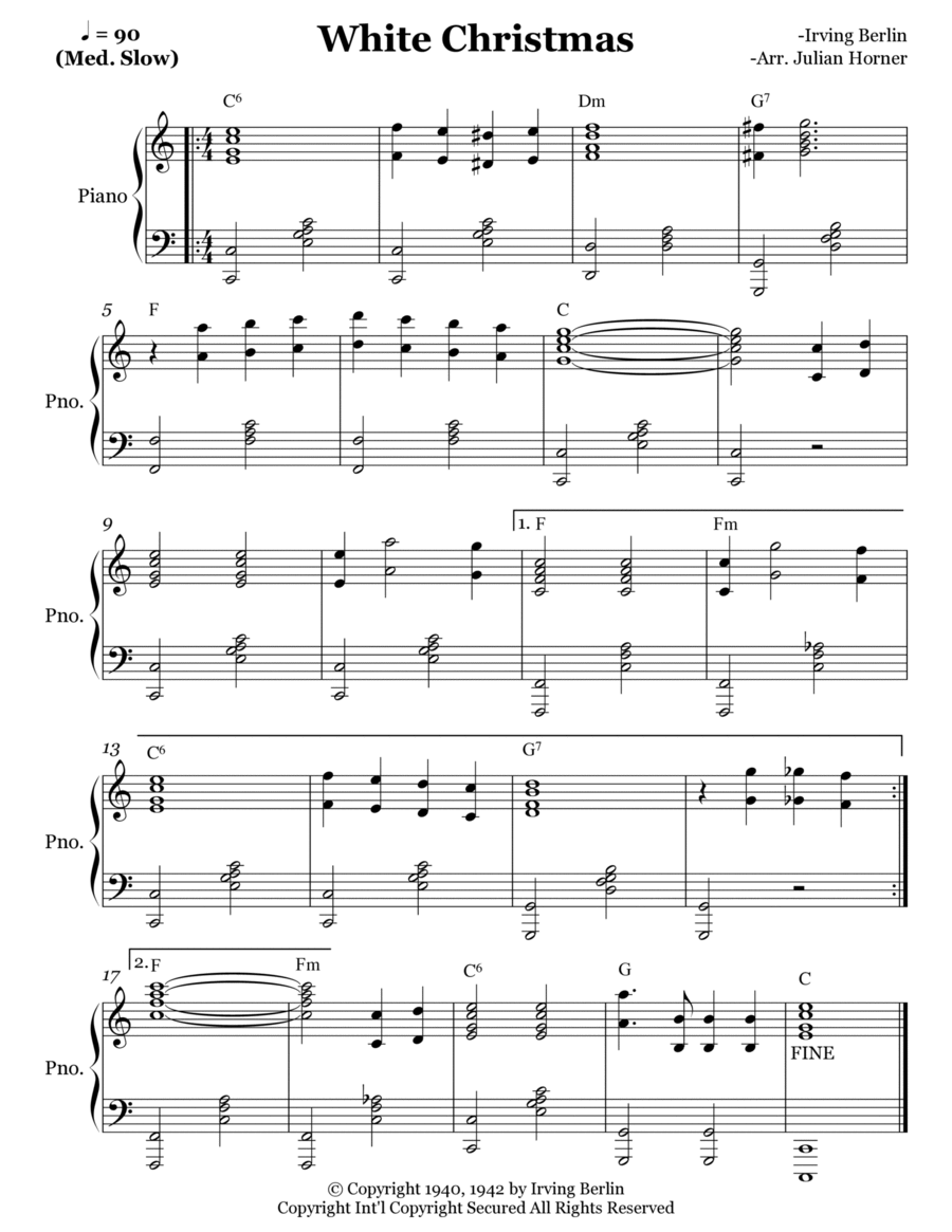 White Christmas Easy Piano scores gallery preview page 1