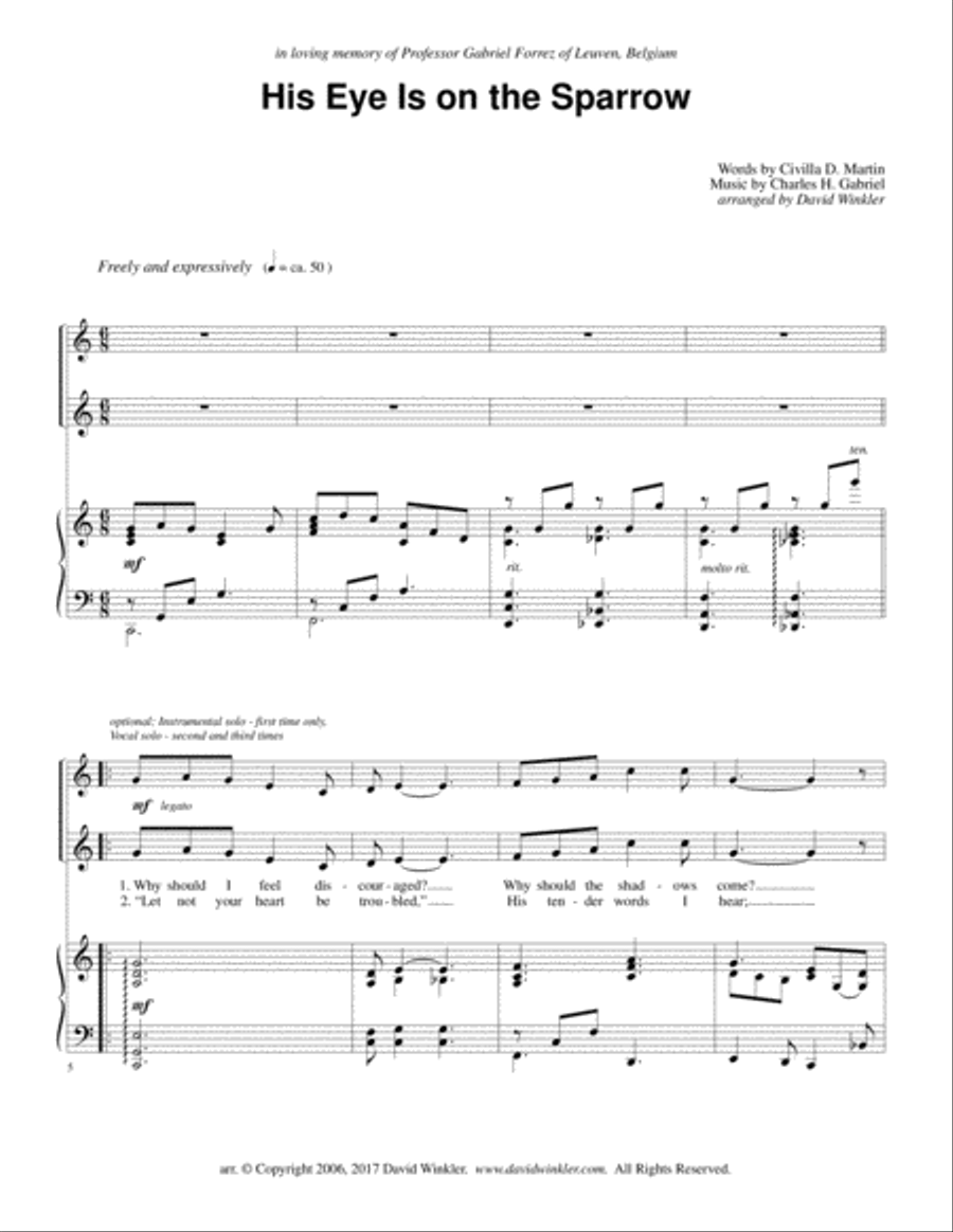 His Eye Is on the Sparrow Small Ensemble scores gallery preview page 3