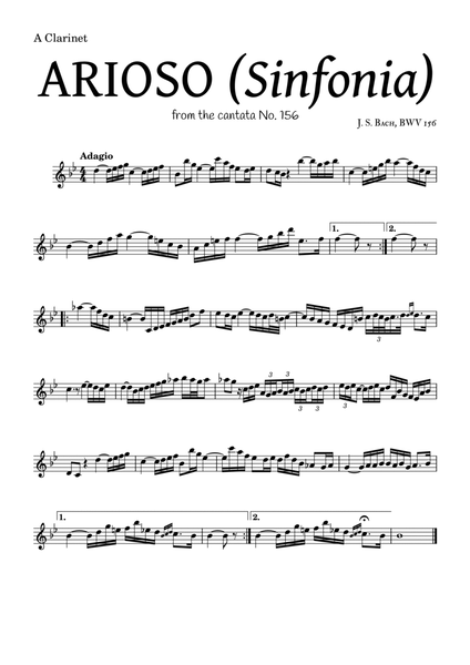 ARIOSO, by J. S. Bach (sinfonia) - for A Clarinet and accompaniment image number null