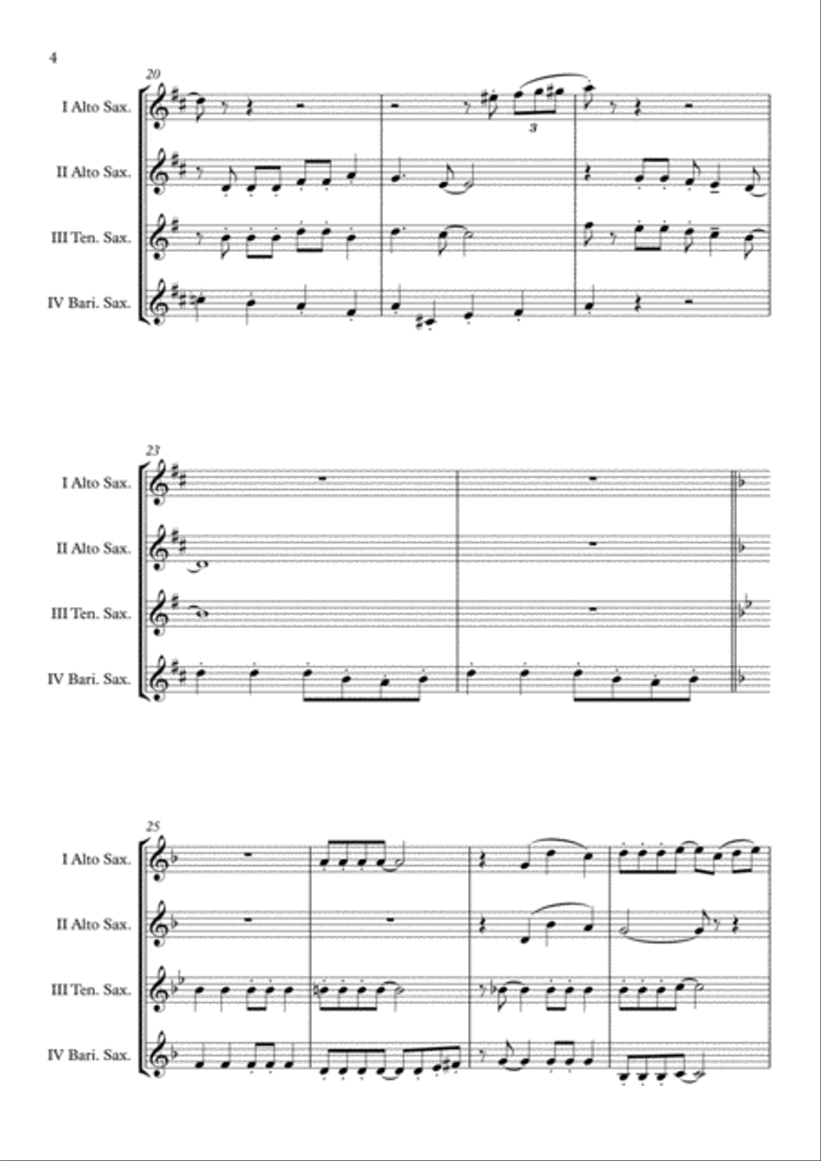 Beach Boys Medley Saxophone Quartet scores gallery preview page 5