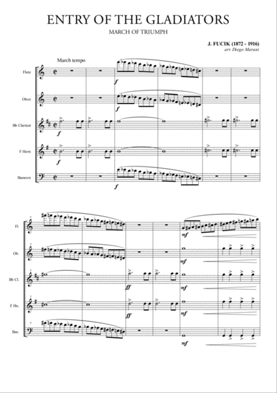 Entry Of The Gladiators for Woodwind Quintet Woodwind Quintet scores gallery preview page 1