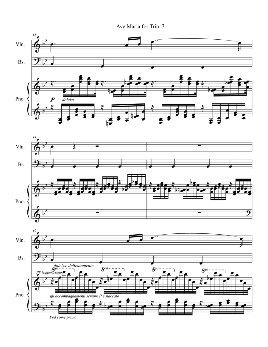 Ave Maria, D.839 ; Op.52, No.6 (Mix with Franz Liszt’s 12 Lieder von Franz Schubert, S.558 No.12) Small Ensemble scores gallery preview page 3