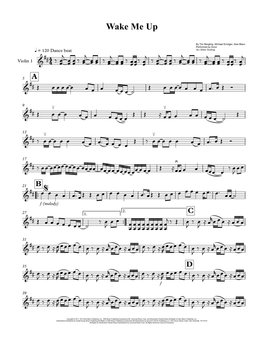 Wake Me Up Violin Solo scores gallery preview page 1