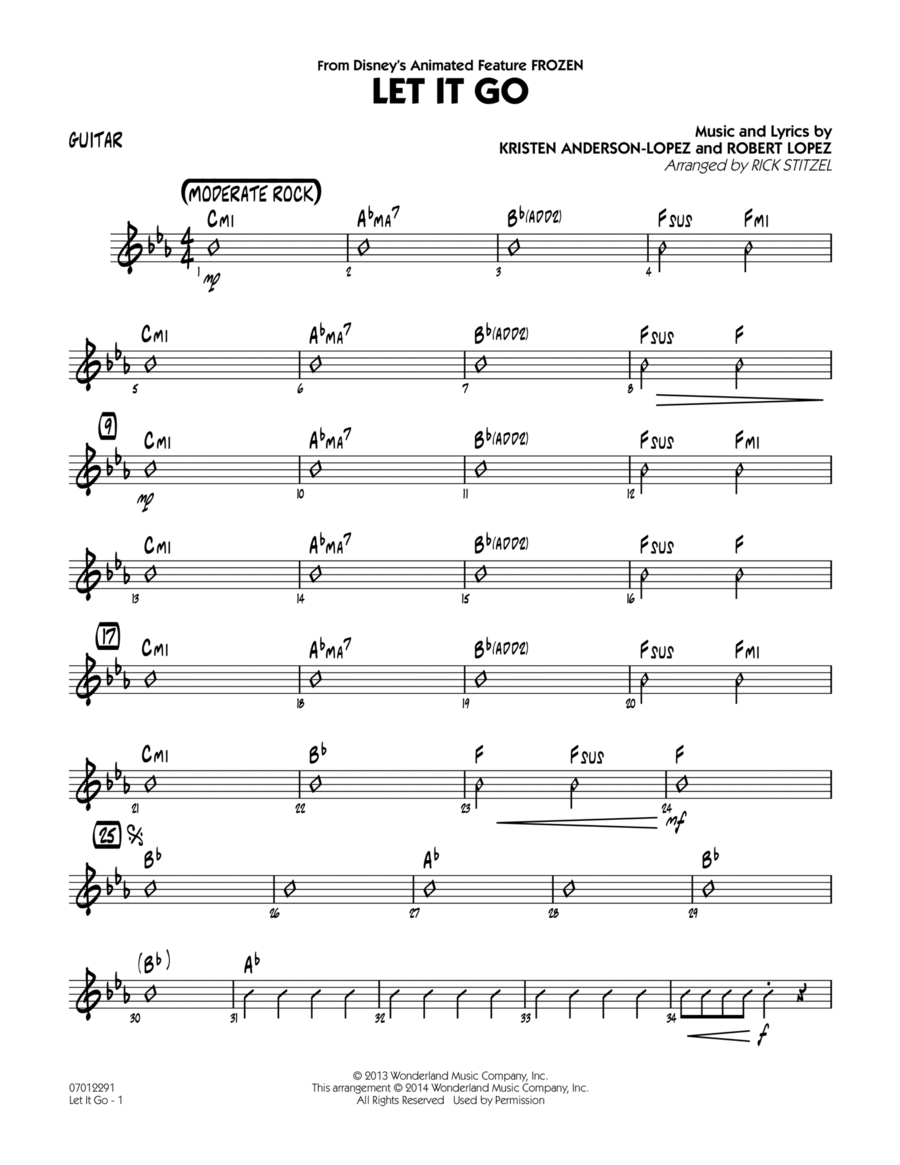 Let It Go (from Frozen) - Guitar Jazz Ensemble scores gallery preview page 1