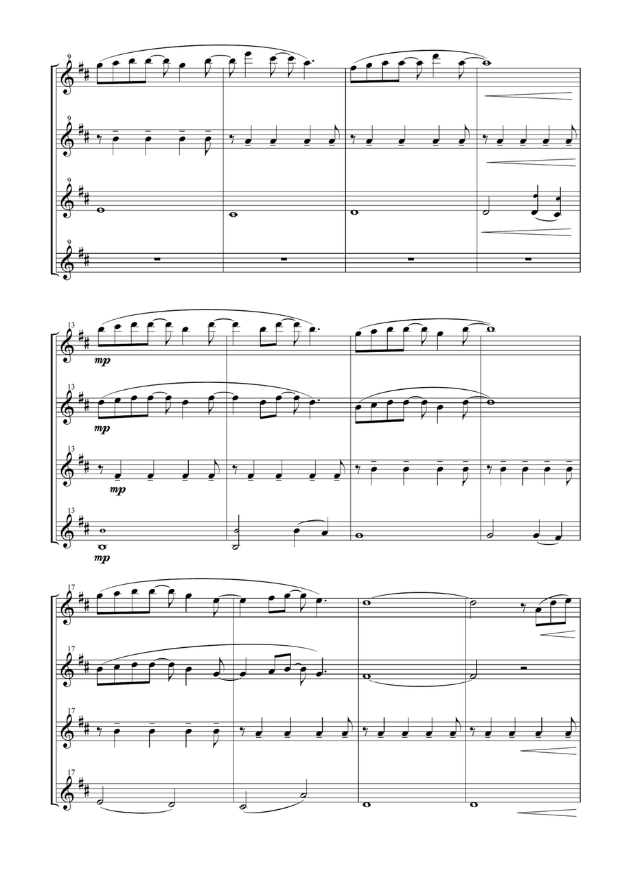 Forrest Gump - Main Title (Feather Theme) from the Paramount Motion Picture FORREST GUMP Woodwind Quartet scores gallery preview page 3