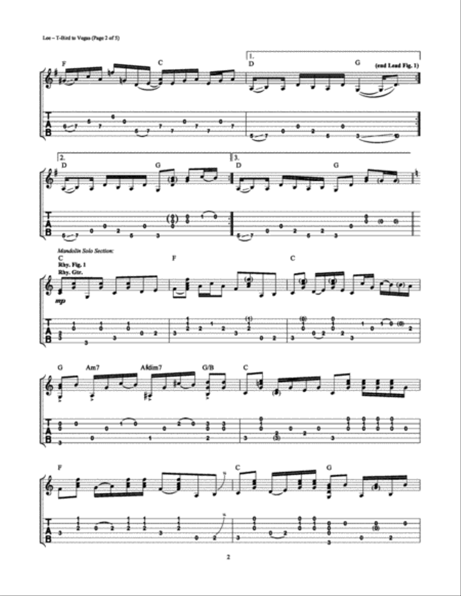 T-Bird to Vegas Electric Guitar scores gallery preview page 2