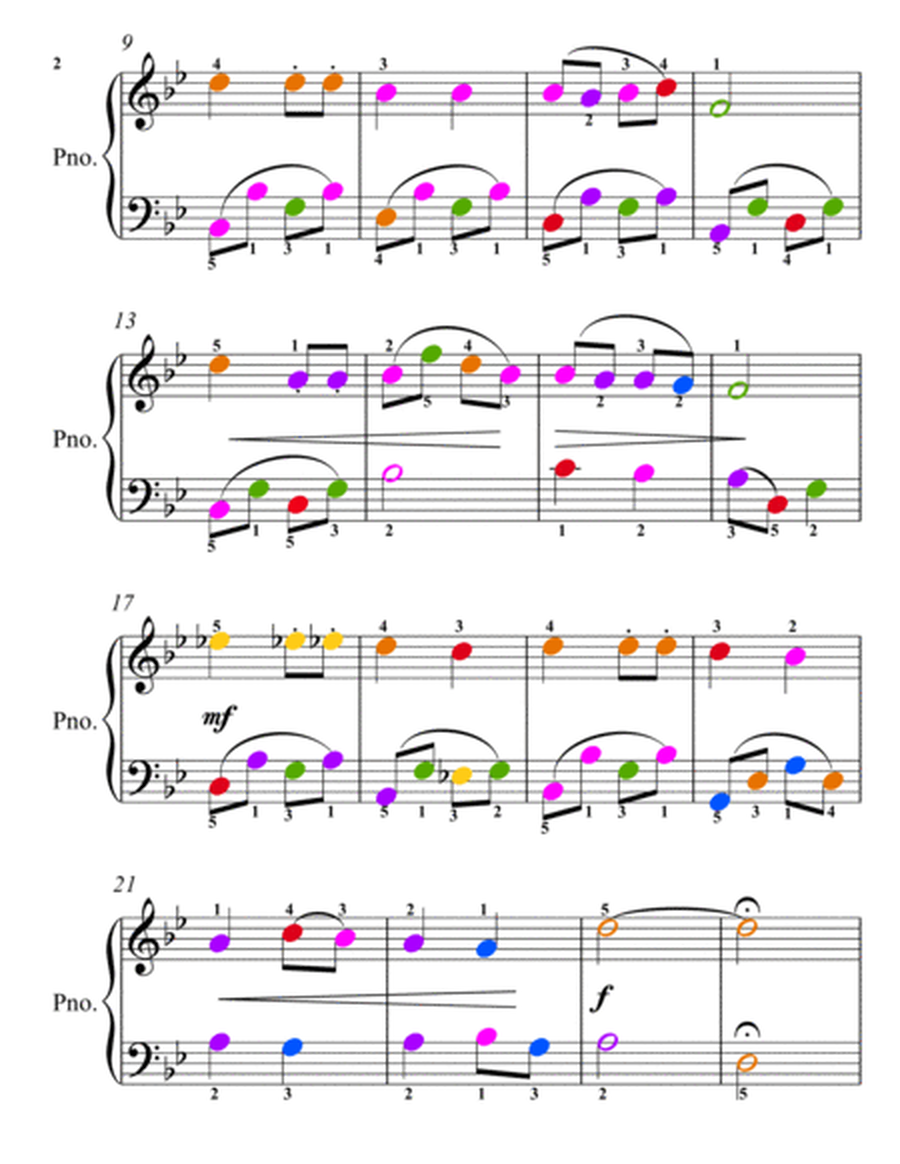Rosamunde Easy Piano Sheet Music with Colored Notation