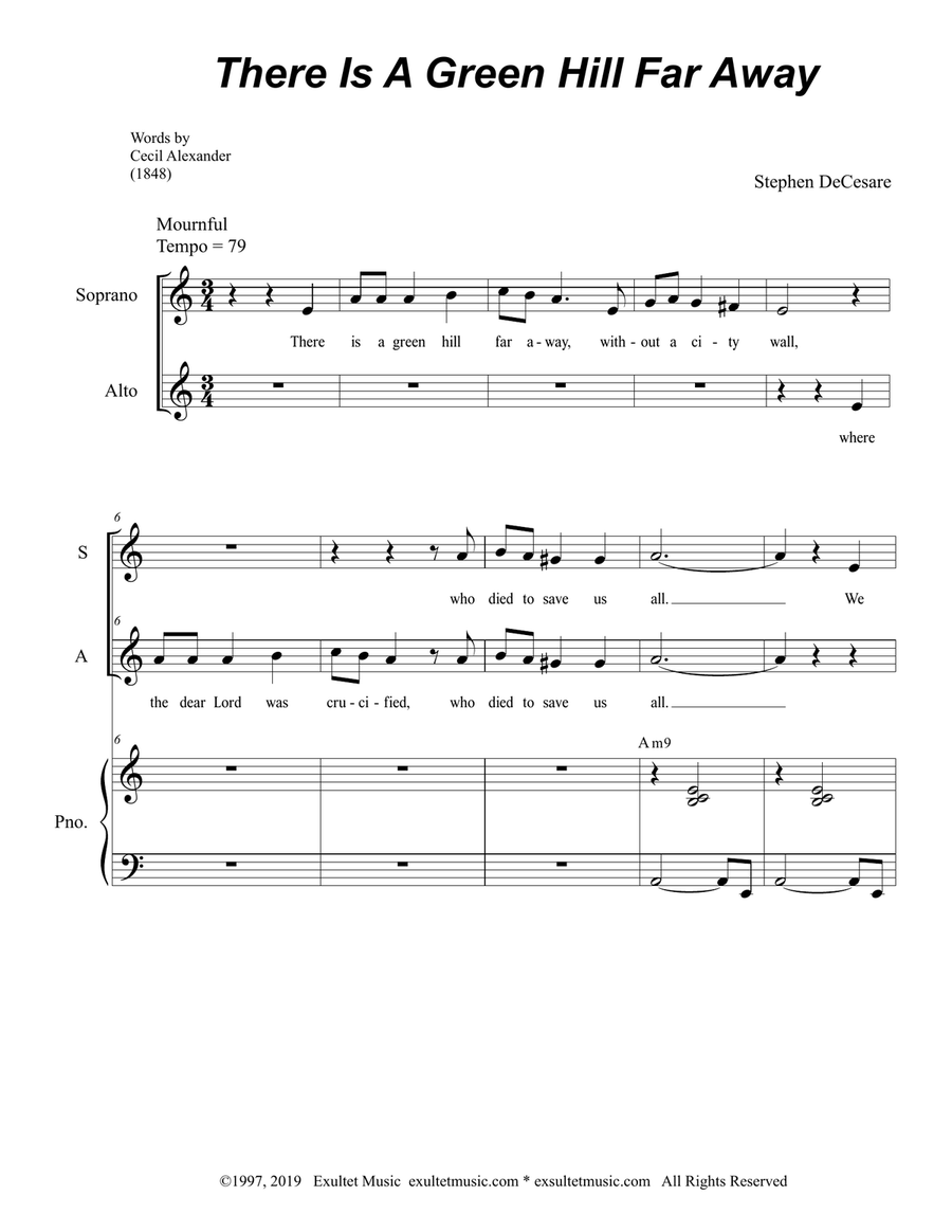 There Is A Green Hill Far Away (Duet for Soprano and Alto Solo) Alto Voice scores gallery preview page 2