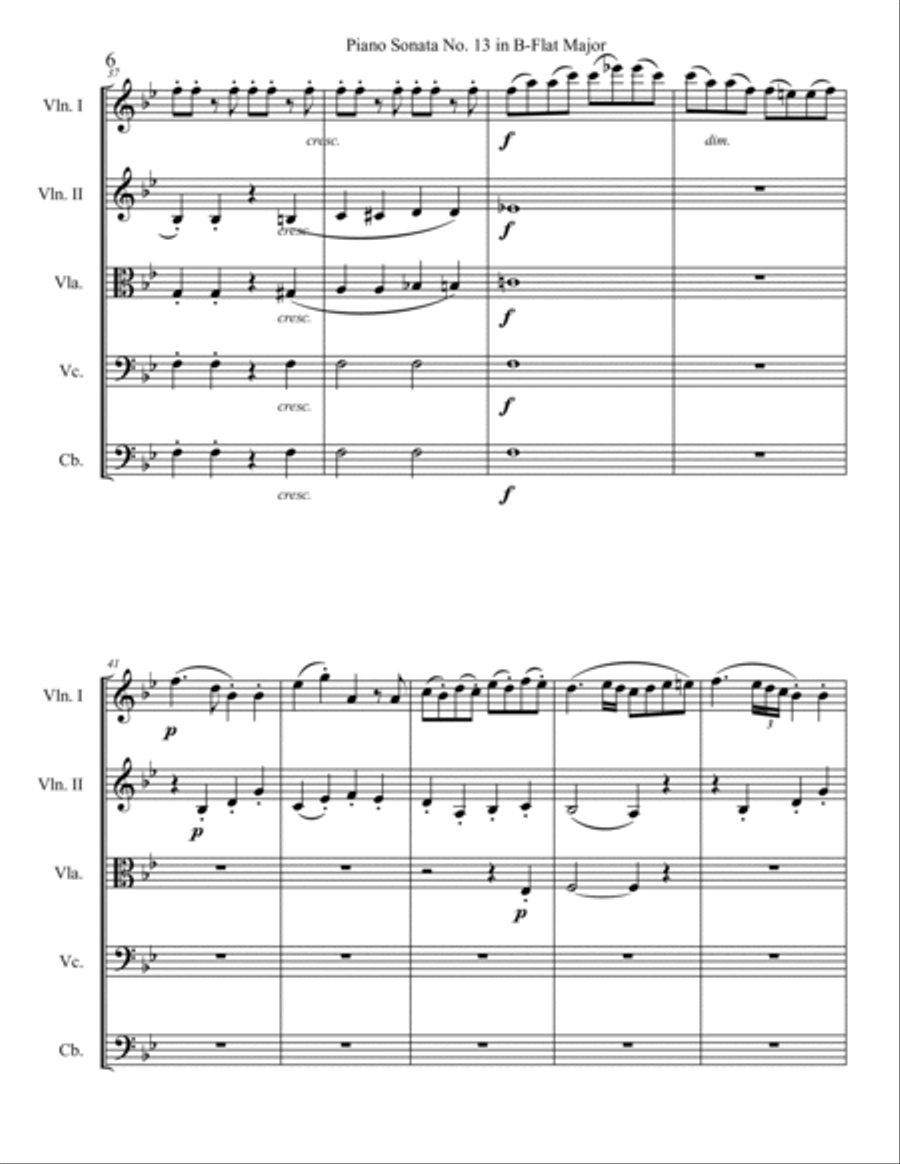 Piano Sonata No. 13, Movement 3 String Orchestra scores gallery preview page 6