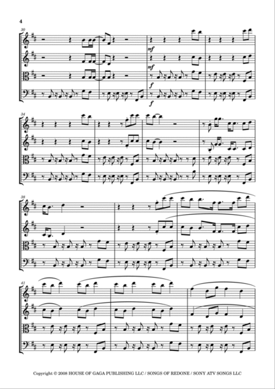 Love Game String Quartet scores gallery preview page 4
