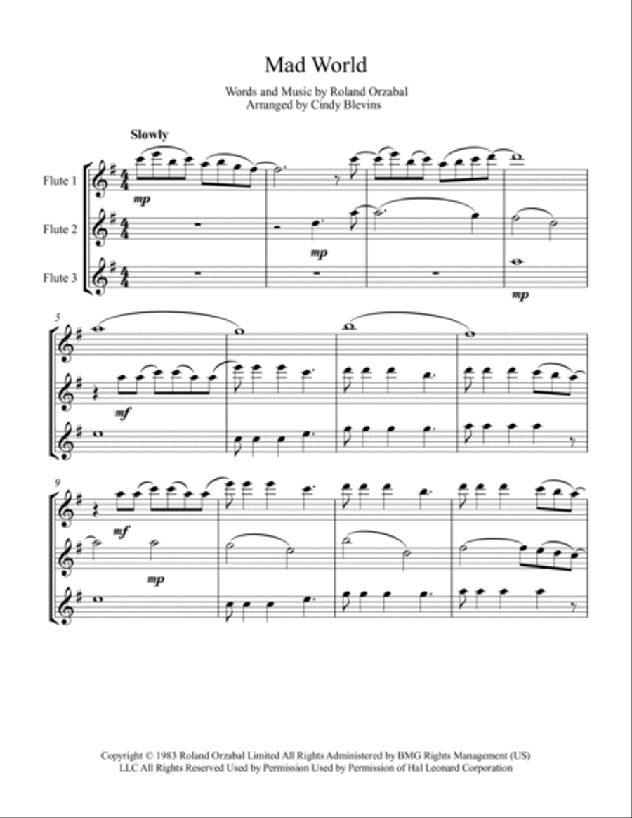 Mad World Mad World Flute Trio scores gallery preview page 2