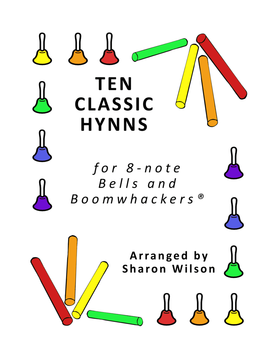 Ten Classic Hymns (for 8-note Bells and Boomwhackers with Black and White Notes) Handbell Choir scores gallery preview page 1