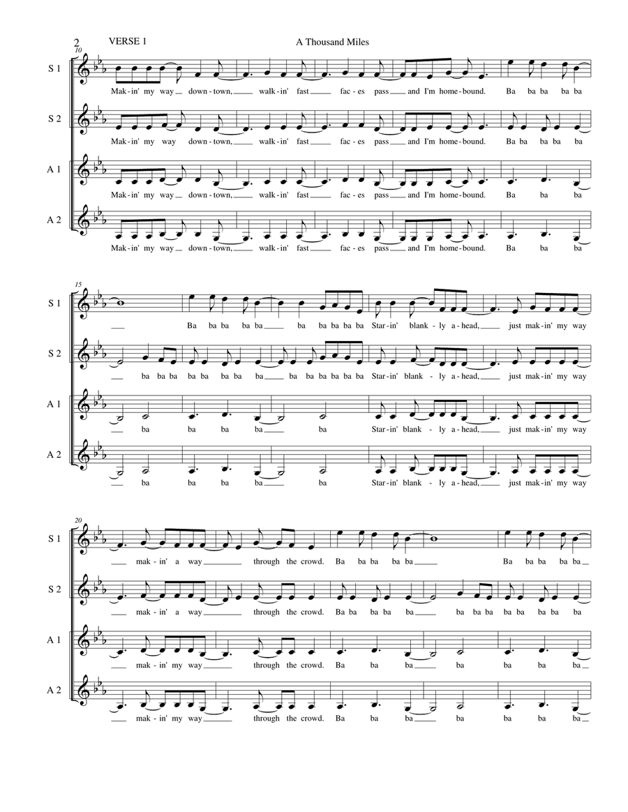 A Thousand Miles SSA scores gallery preview page 2