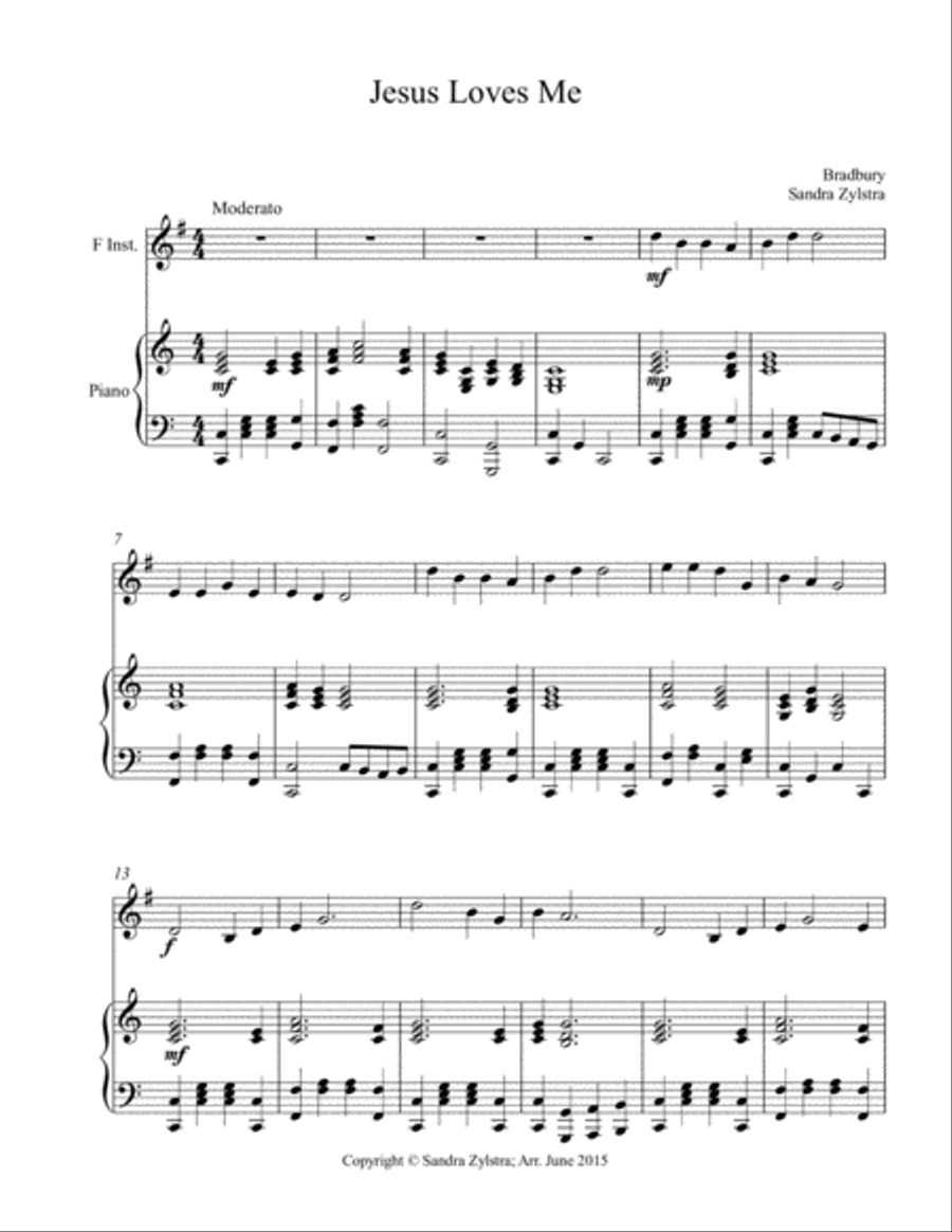 Jesus Loves Me (treble F instrument solo) Horn scores gallery preview page 2