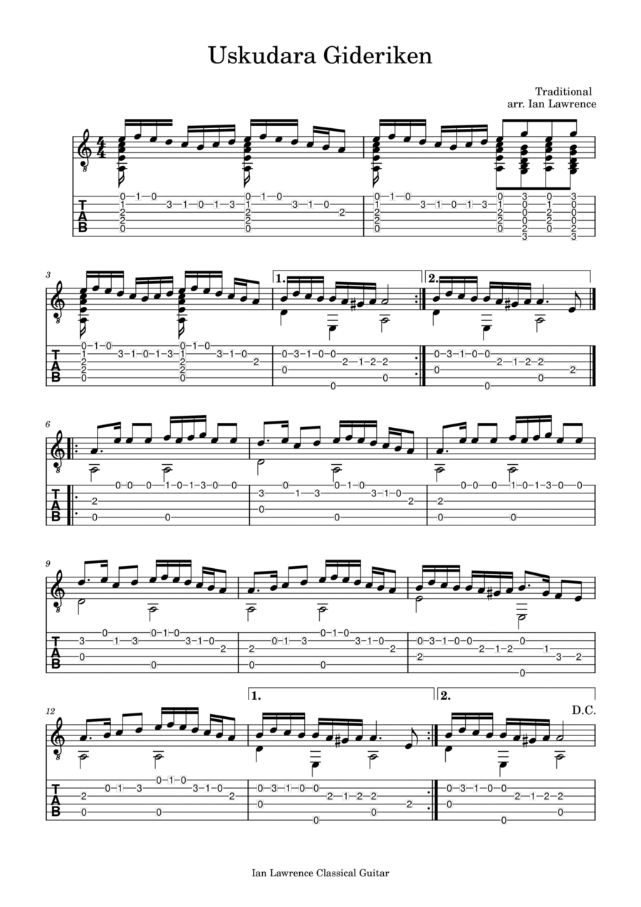 Uskudara Gideriken Acoustic Guitar scores gallery preview page 1