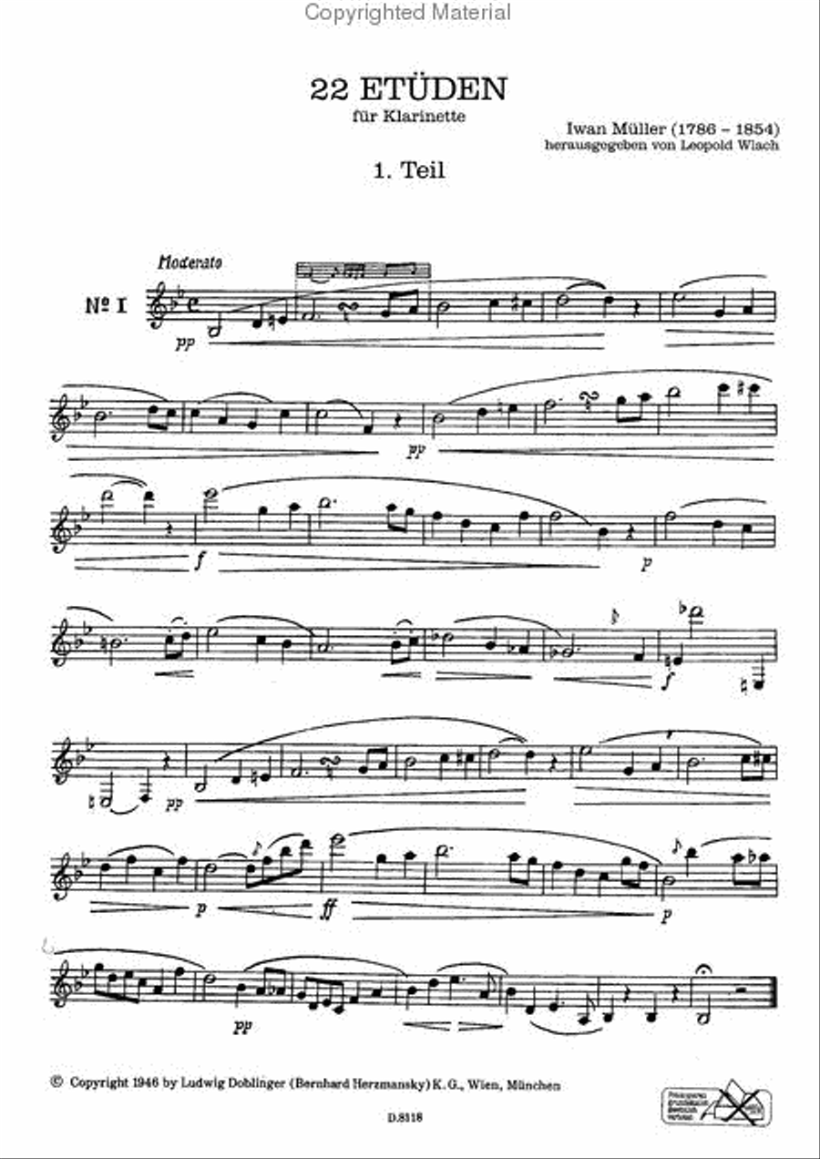 22 Etuden fur Klarinette Clarinet Solo scores gallery preview page 2