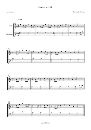 Book cover for korobeiniki tetris theme for flute and Bassoon sheet music
