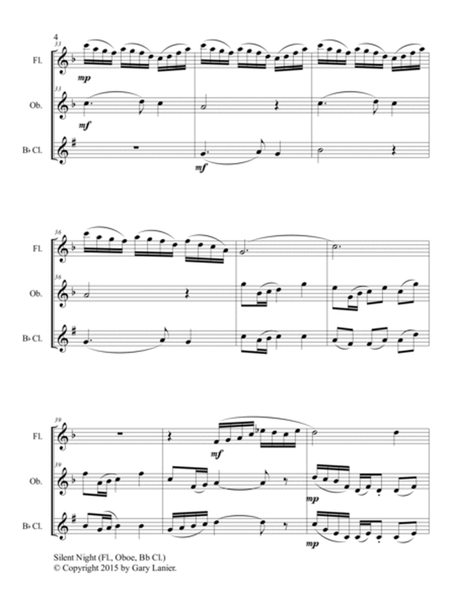 Gary Lanier: SILENT NIGHT - Woodwind Trio (Flt, Ob & Bb Clr - Score & Parts) image number null