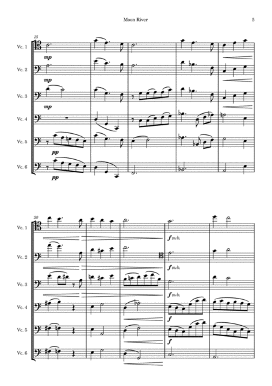 Moon River Cello scores gallery preview page 5