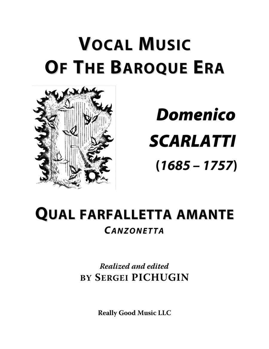 SCARLATTI, Domenico: Qual farfalletta amante, canzonetta for Voice and Piano (C minor) High Voice scores gallery preview page 1