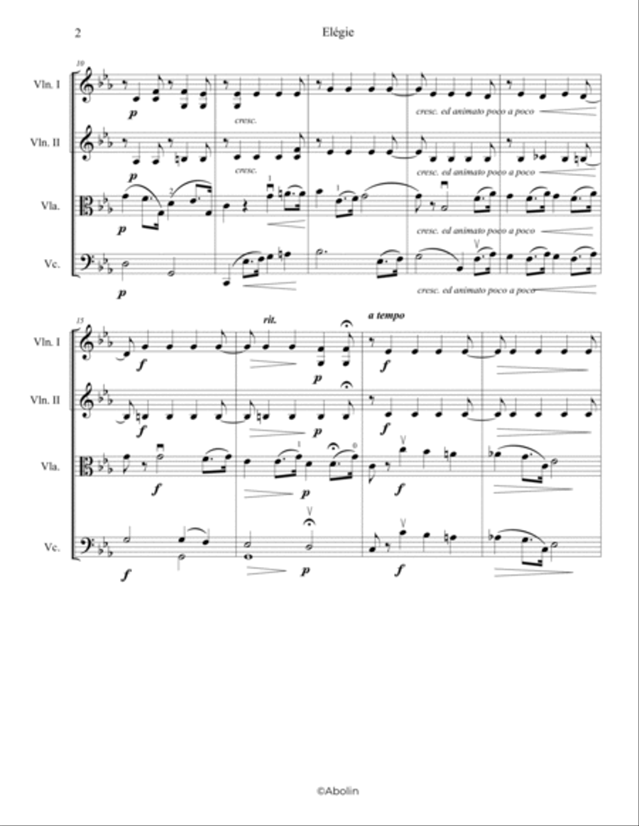 Massenet: Elegie - String Quartet String Quartet scores gallery preview page 3