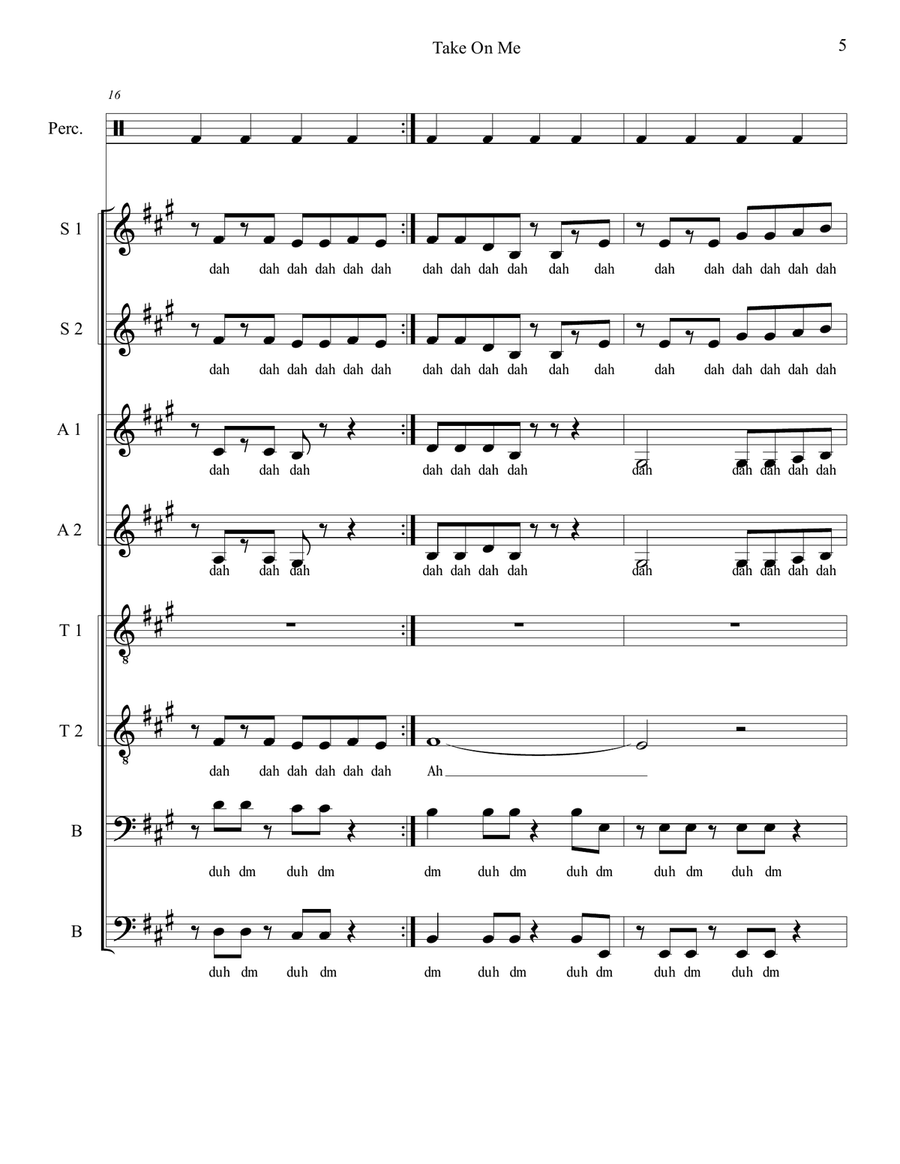 Take On Me Choir scores gallery preview page 6