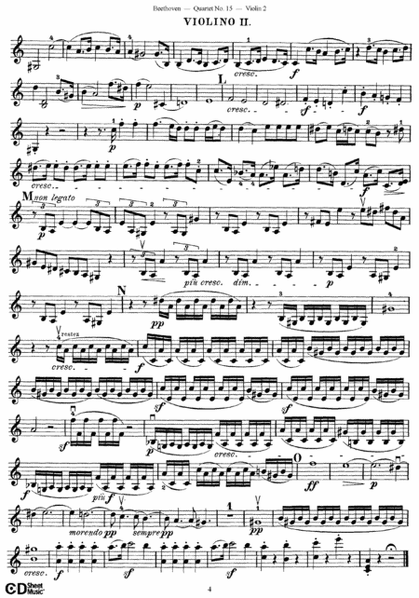 L. v. Beethoven - Quartet No. 15 in A Minor Op. 132 Violin 2
