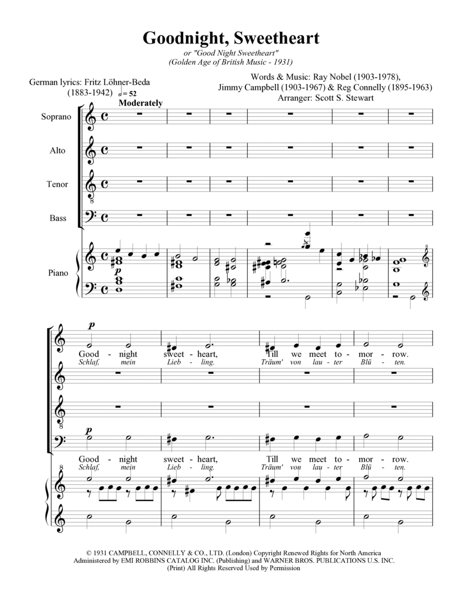 Goodnight Sweetheart 4-Part scores gallery preview page 1