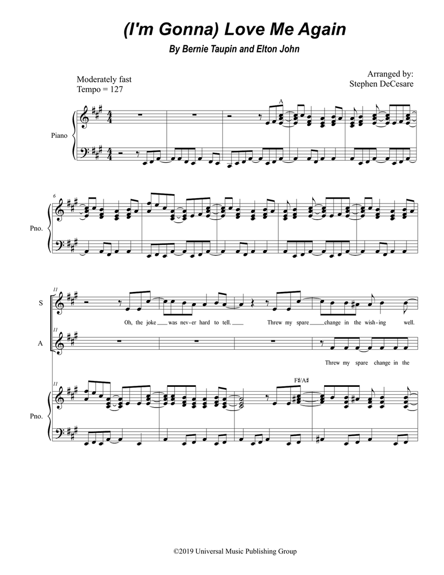 (i'm Gonna) Love Me Again Vocal Duet scores gallery preview page 1