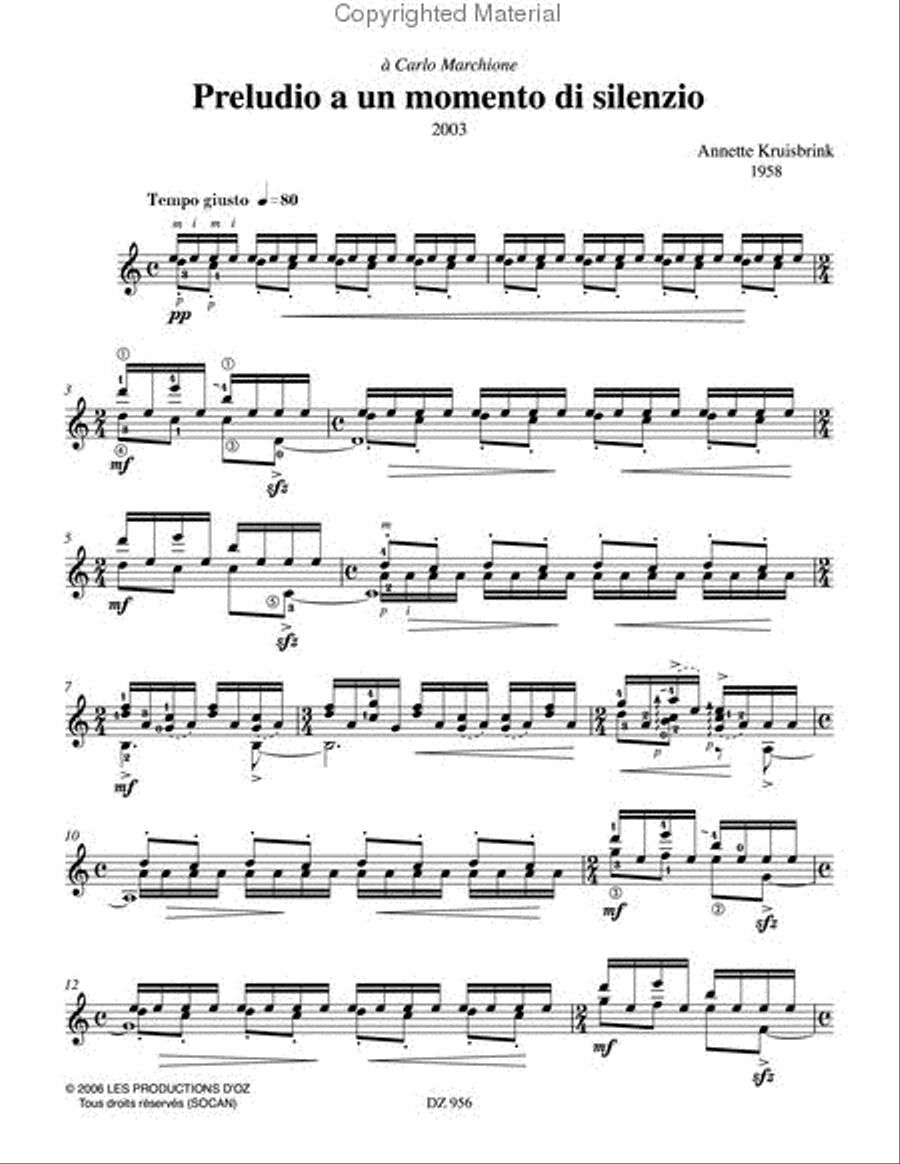 Preludio a un momento di silenzio Classical Guitar scores gallery preview page 2