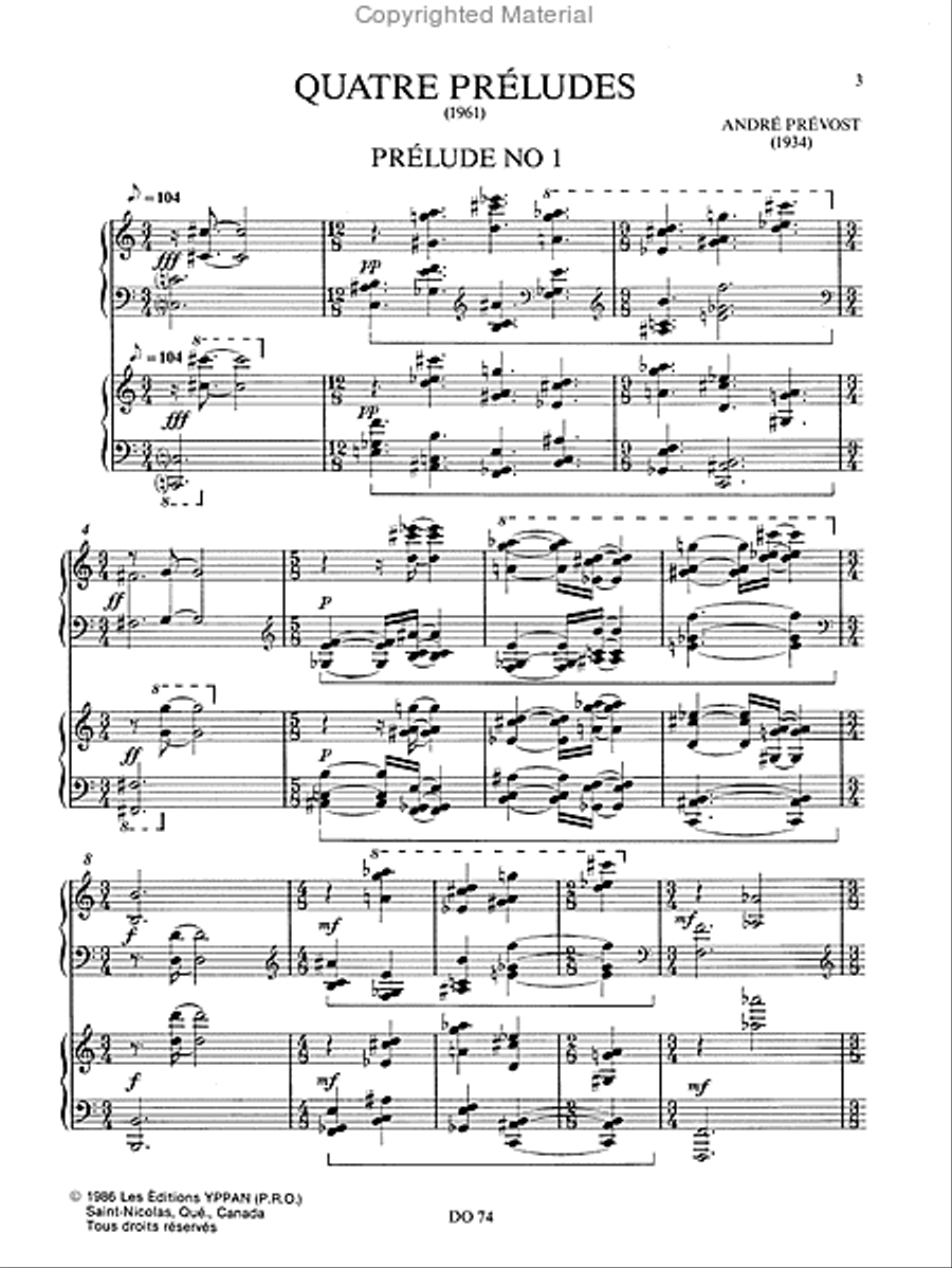 Quatre preludes Piano scores gallery preview page 2