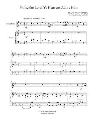 Praise the Lord, Ye Heavens Adore Him (French Horn - Piano)