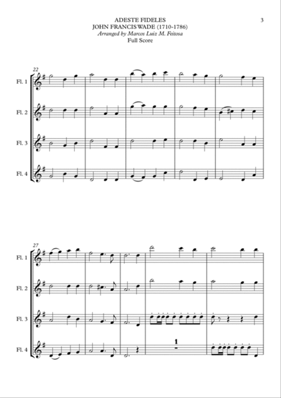 Adeste Fideles - Flute Quartet Adeste Fideles - Flute Quartet Flute Quartet scores gallery preview page 5
