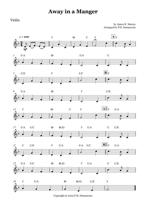Away in a Manger - Violin Solo with Chords