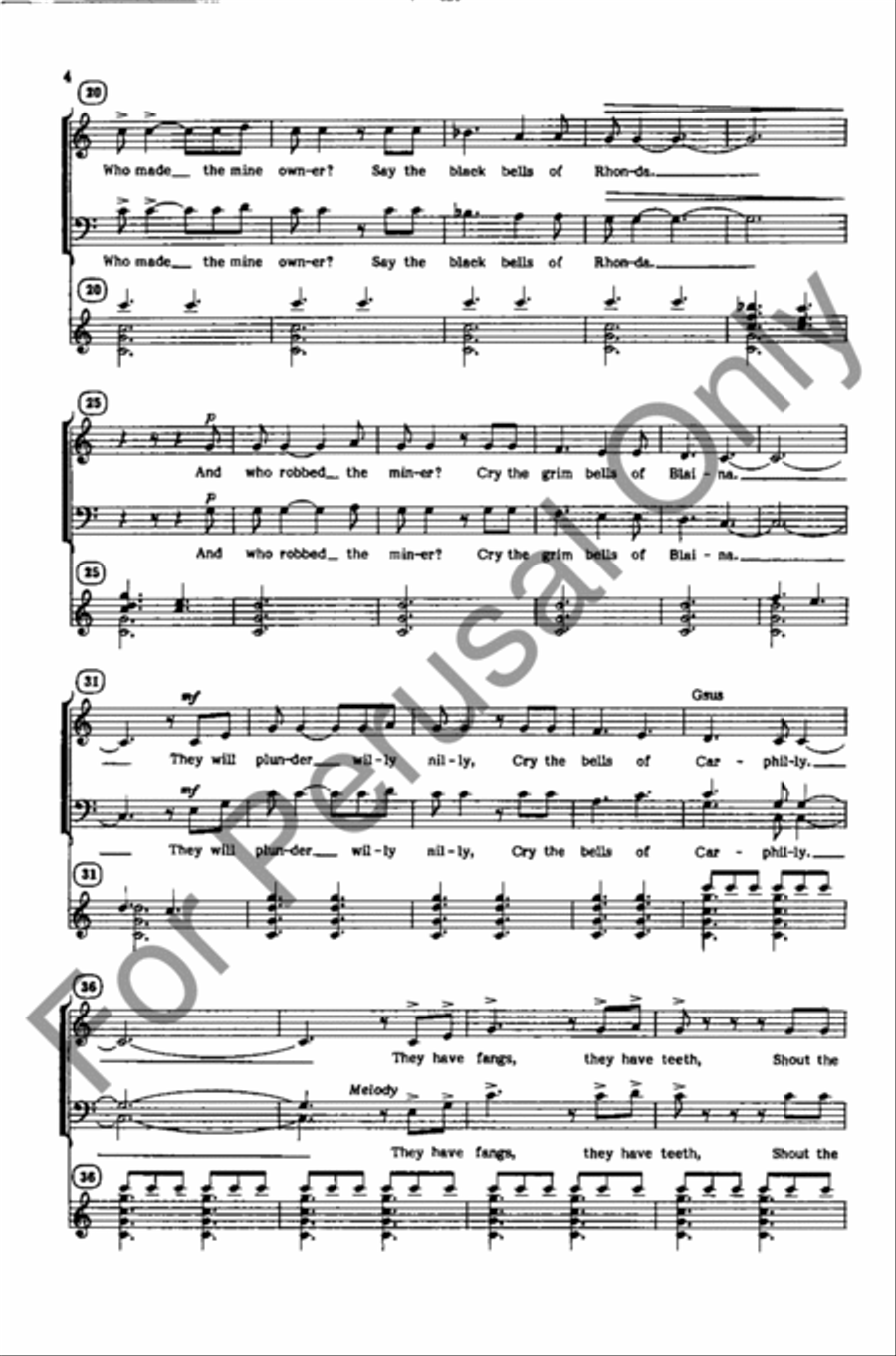 The Bells Of Rhymney The Bells Of Rhymney 4-Part scores gallery preview page 3