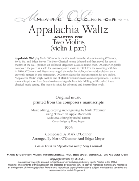 Appalachia Waltz (violin 1 part - two violins) image number null