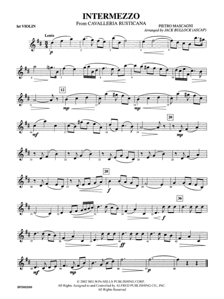 Intermezzo (from Cavalleria Rusticana): 1st Violin