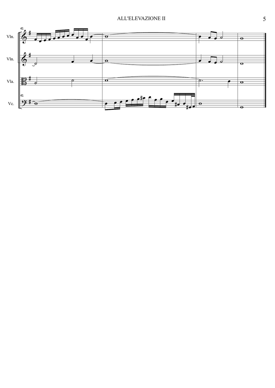 TOCCATA ALL'ELEVAZIONE II in C Maior - D. Zipoli - Arr. for String Quartet With parts String Quartet scores gallery preview page 5