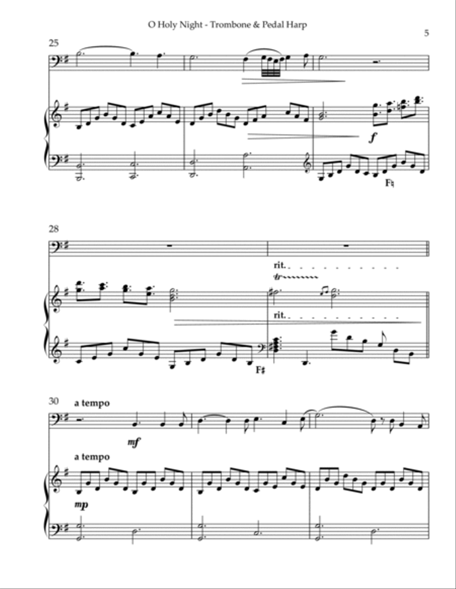 O Holy Night, Duet for Trombone & Pedal Harp